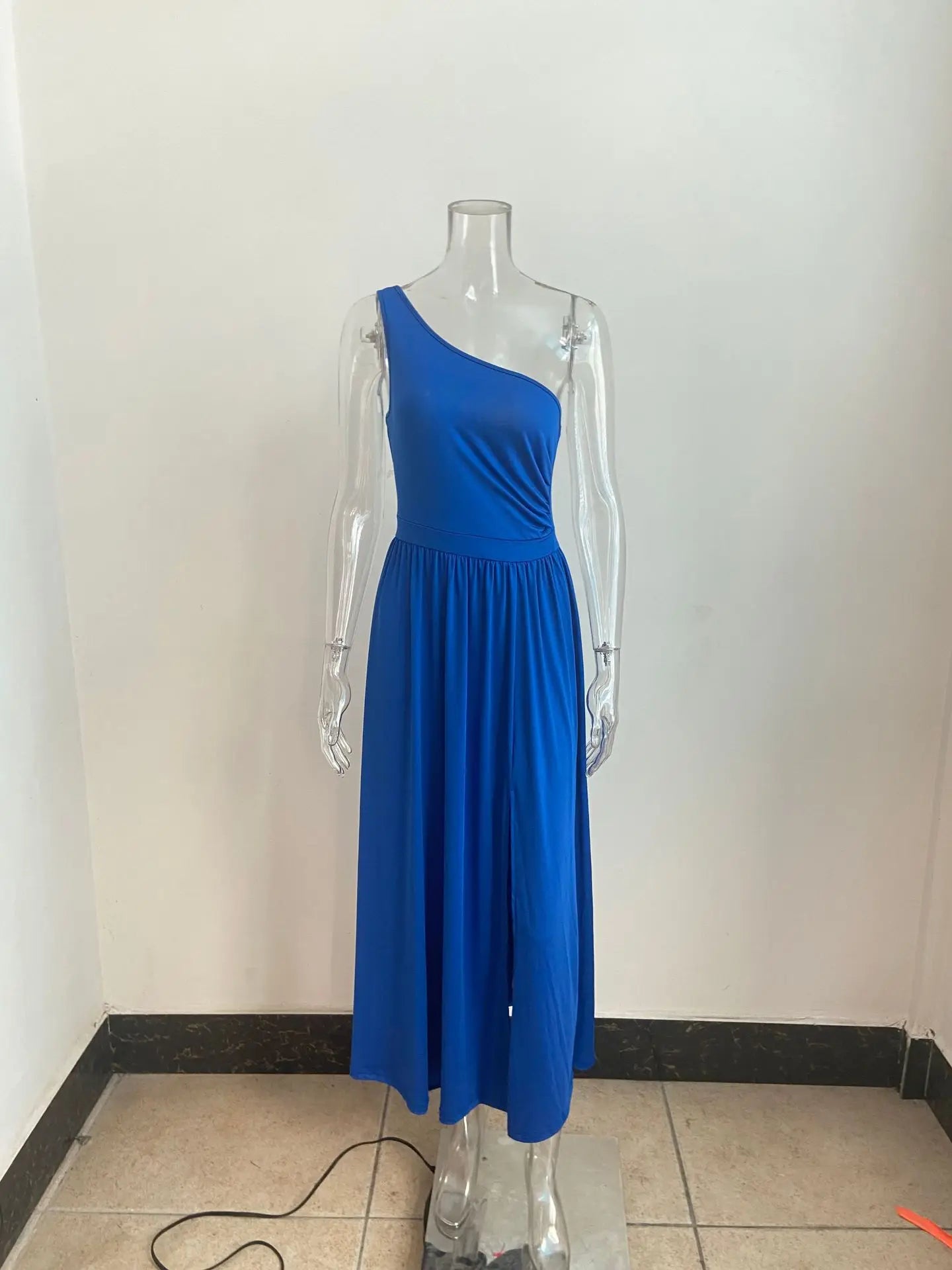 One Shoulder Slit Maxi Dress Elegant Evening Gown For Women