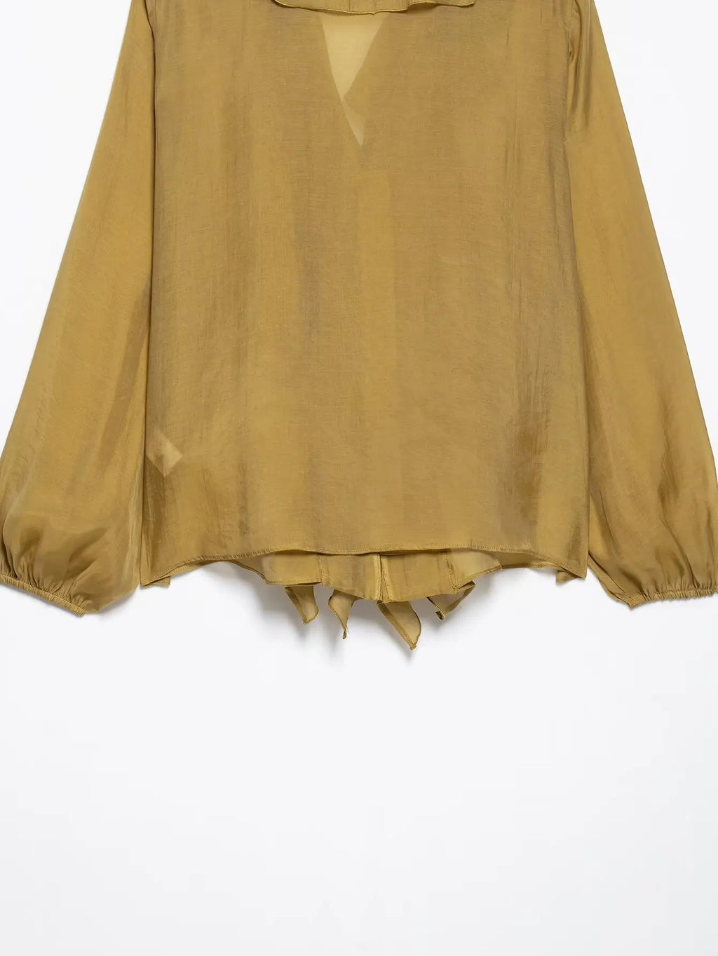 Laminated V Neck Long Sleeve Casual Shirt for Women with Versatile Temperament and Elegant Fit