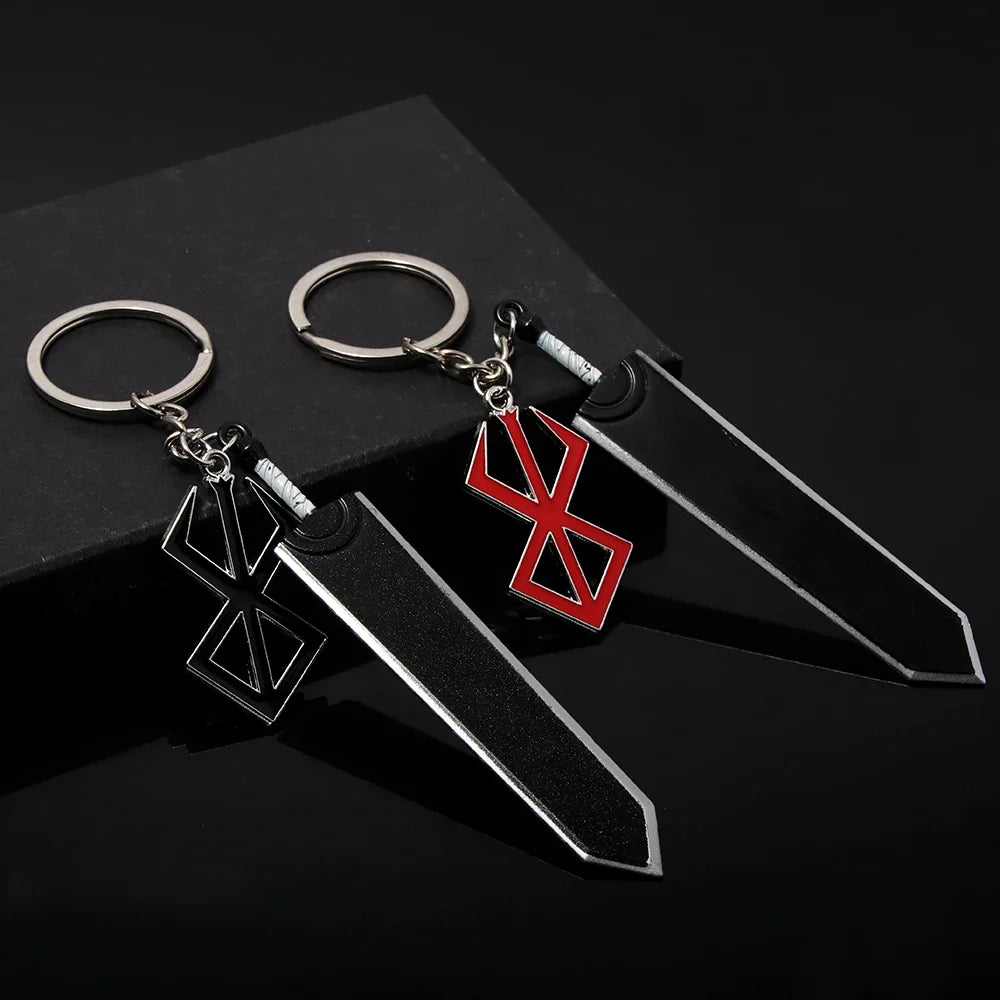 Anime Red Skull Keychain Berserk Warrior Griffith Guts Keyring Cosplay Prop Gift for Men and Women