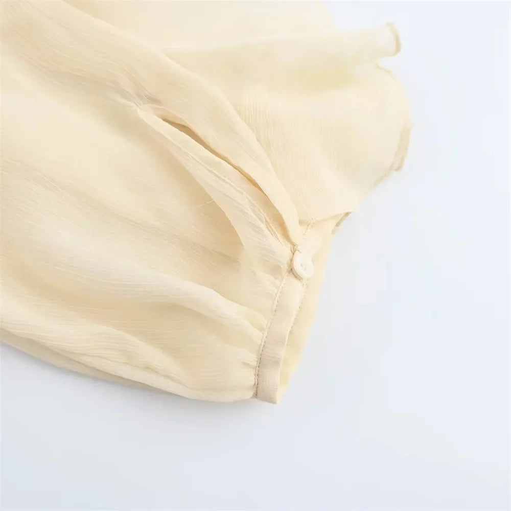 Women's Retro Loose V Neck Layered Casual Shirt Lightweight Temperament Blouse for Spring