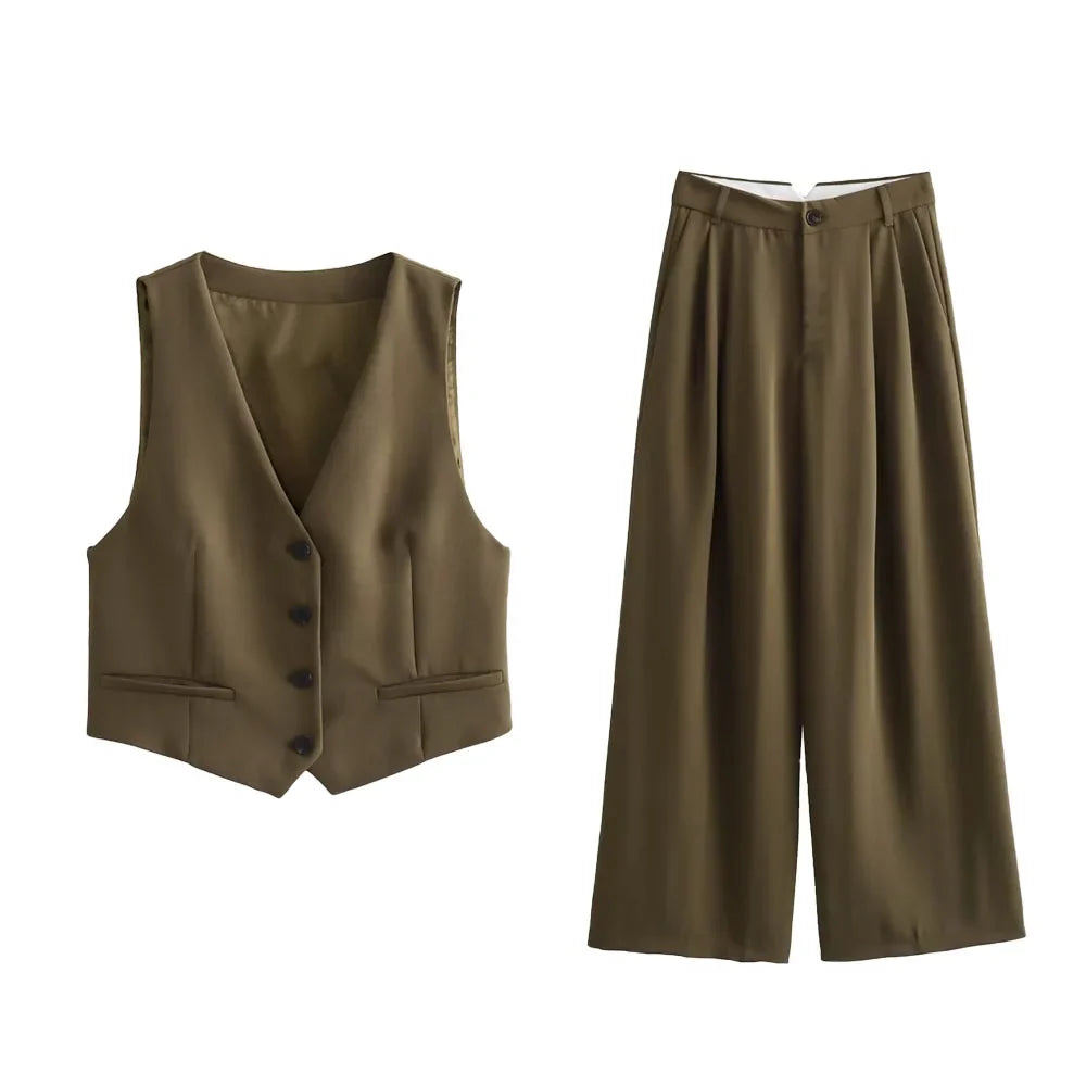 Women's Slim Fit Short Tank Top and Wide Leg Pants Set for Effortless Style and Comfort