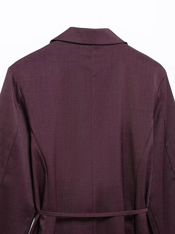 Women's Spring Two Piece Suit Set with Loose Fit Blazer and Wide Leg Pleated Trousers, Casual Chic Ensemble with Belt and Button Detail