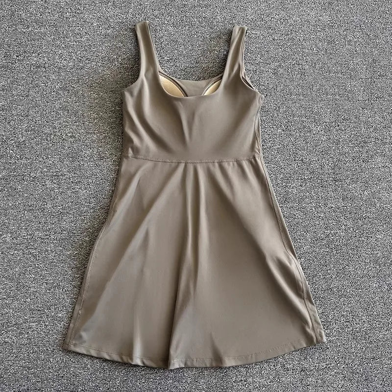 Women Tennis Dress With Built In Chest Pads One Piece Skort