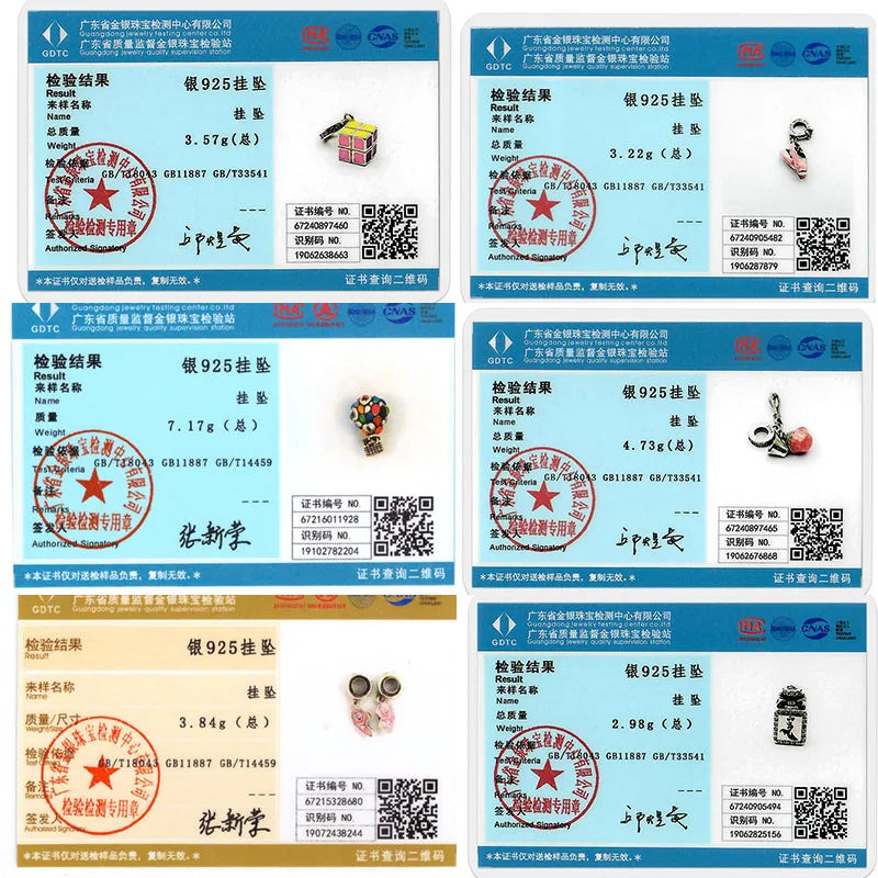 925 Sterling Silver Pink Pendant Charm for DIY Jewelry Bracelet and Necklace