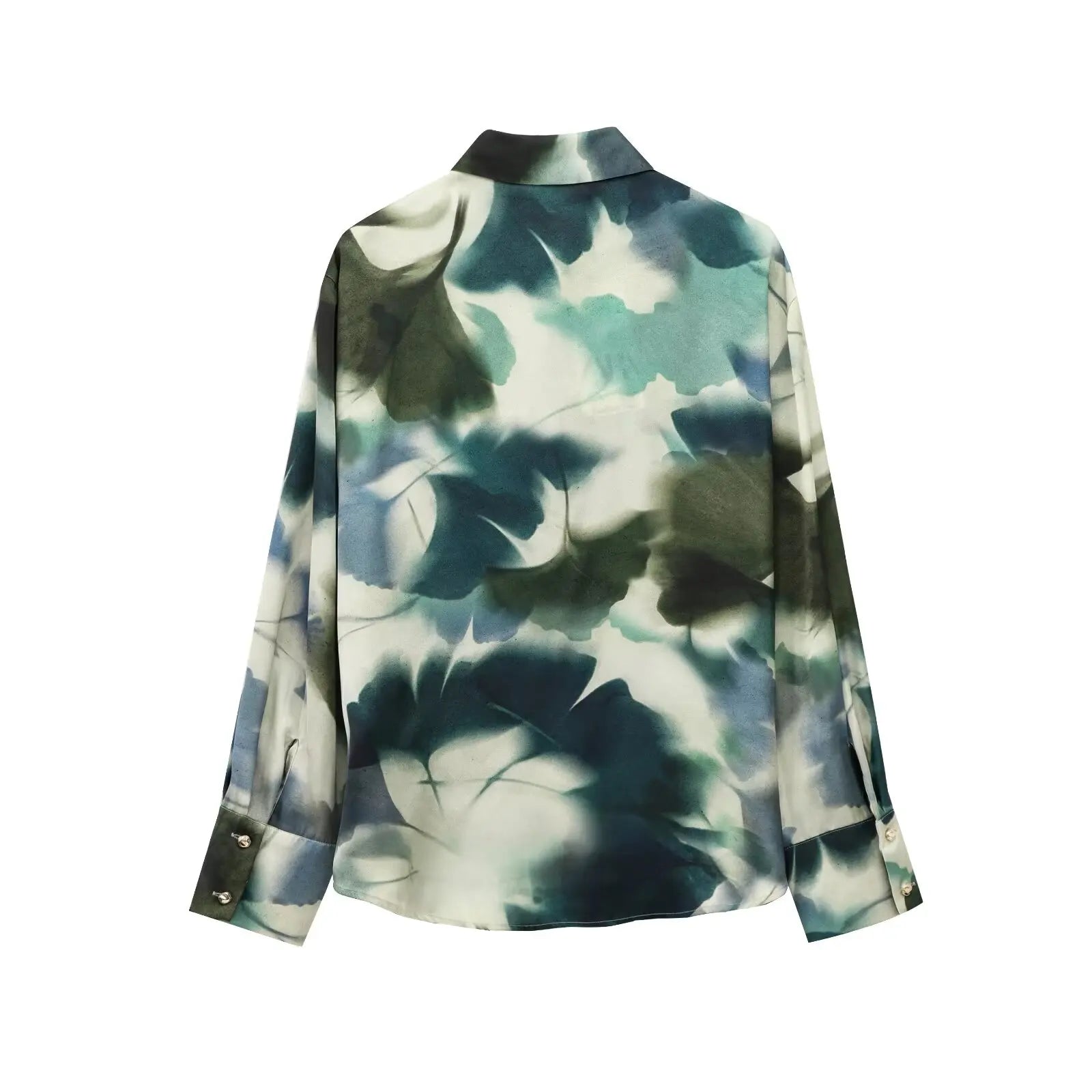 Elegant Printed Silk Satin Lapel Long Sleeve Shirt for Women with Soft Texture and Stylish Fit