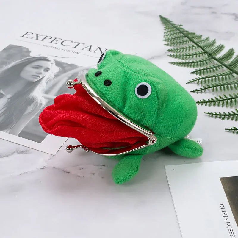 Adorable Anime Frog Wallet Coin Purse Plush Key Chain Cute Cartoon Cosplay Bag Accessory for Women