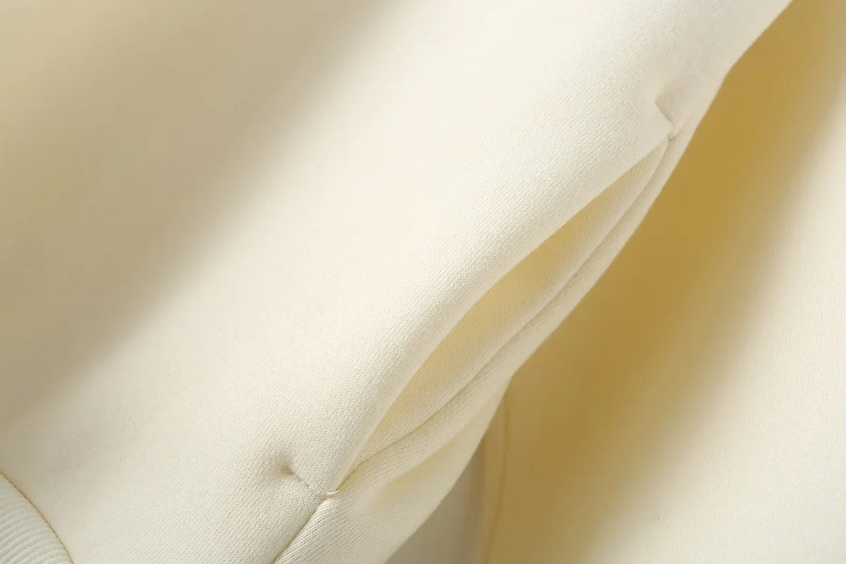 Women's Fleece Coat and Pant Set with Long Sleeve Hooded Sweatshirt and Casual Drawstring Trousers for Office and Everyday Wear