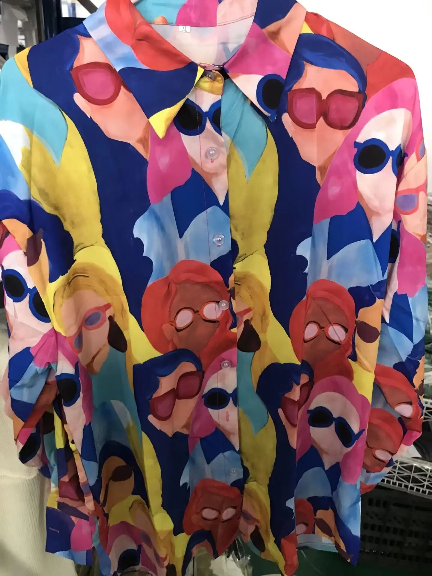 Casual Long Sleeve Turn Down Collar Blouse Loose Fit Printed Shirt Fashionable High Street Tops for Women