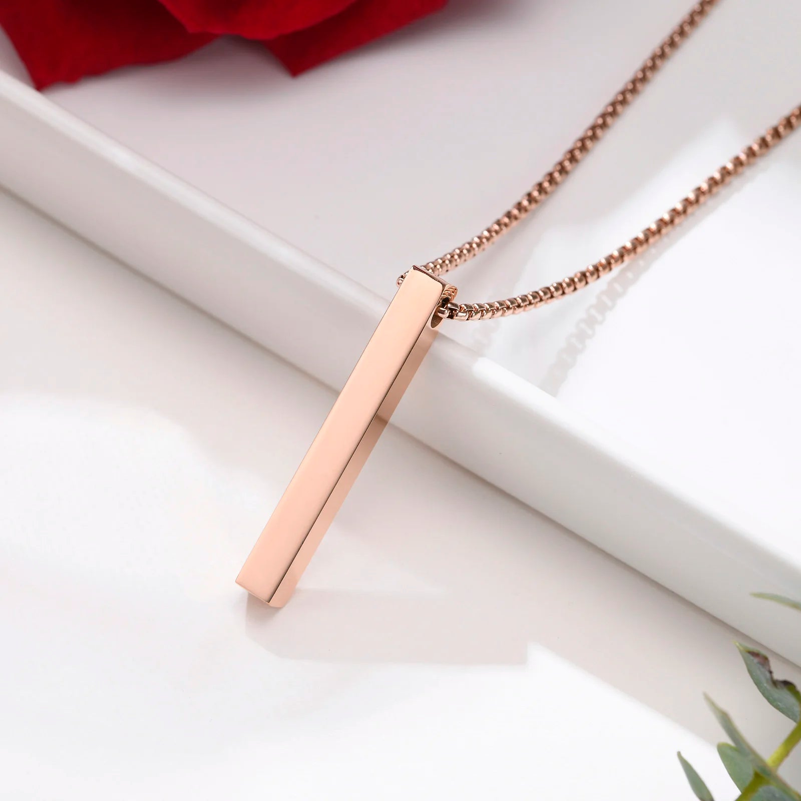 5mm Stainless Steel Pillar Necklace for Men and Women, Minimalist 3D Bar Pendant Unisex Neck Collar