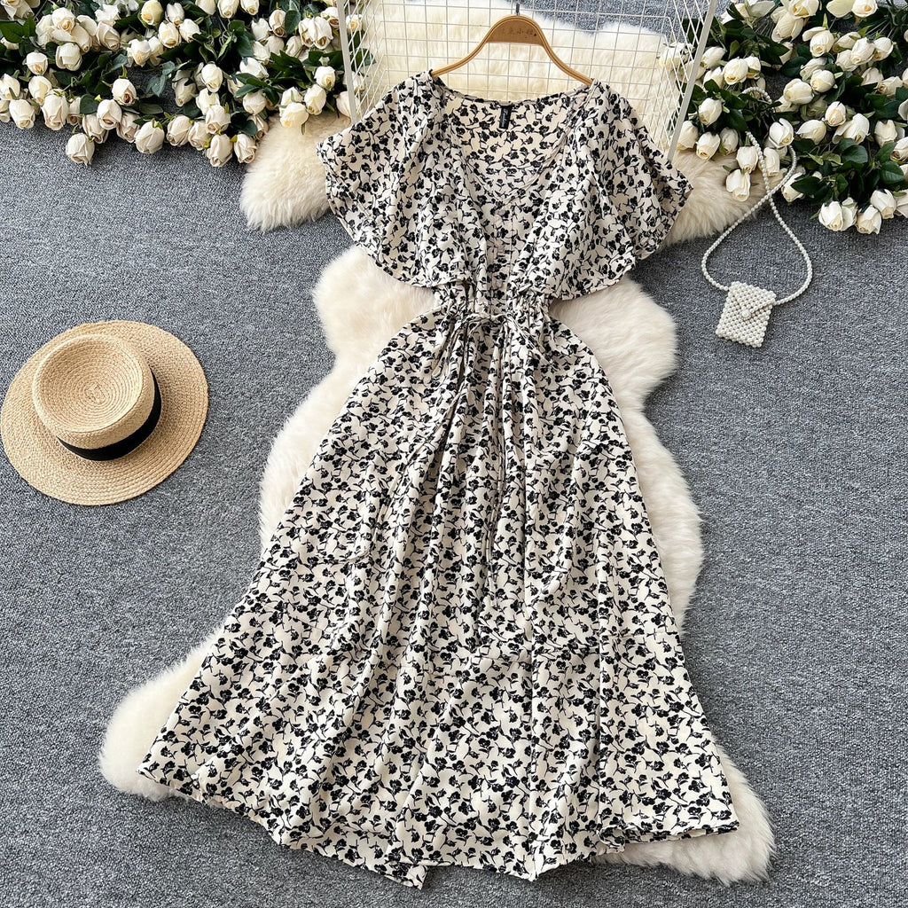 Floral Print Sundress V Neck A Line For Summer Party