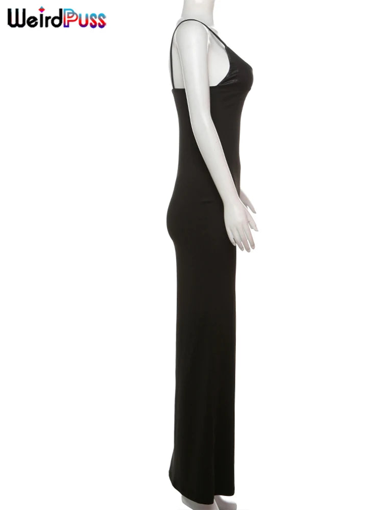 Backless Bodycon Dress With Hollow Square Collar Party