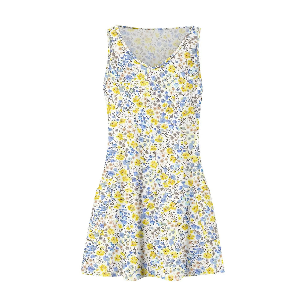 Bohemian Flower Print Beach Dress With Pockets For Women