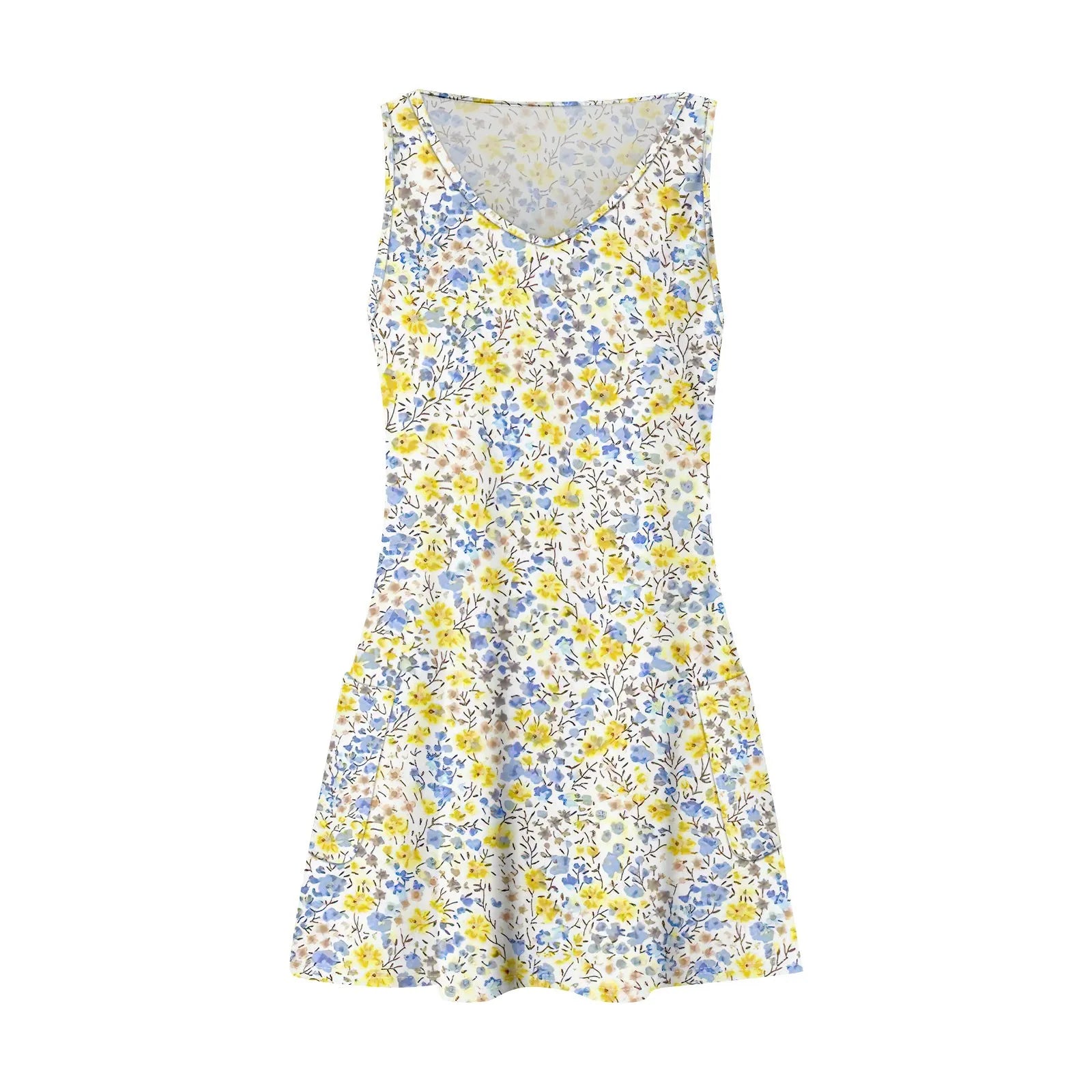 Bohemian Flower Print Beach Dress With Pockets For Women