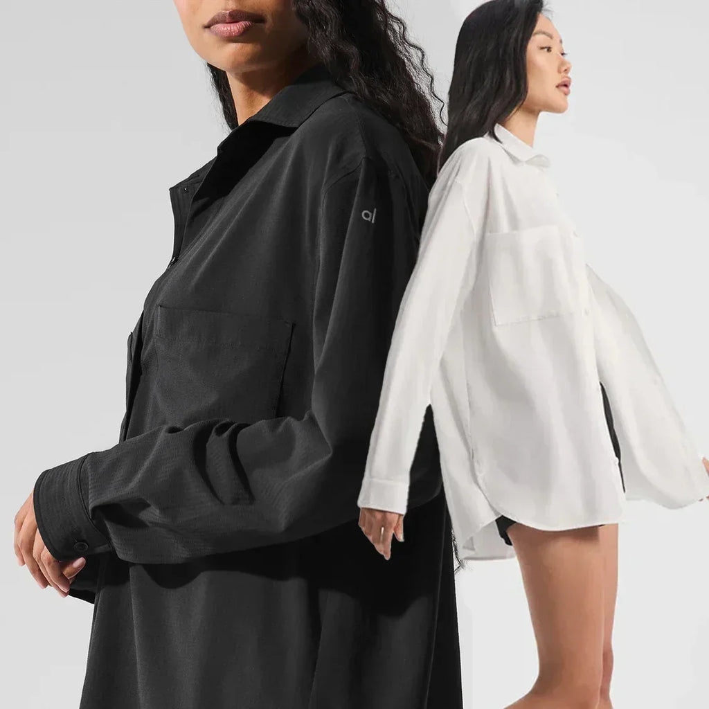 Ladies Dream Button Front Long Sleeve Loose Blouse Breathable Casual Outdoor Shirt with Comfortable Fit