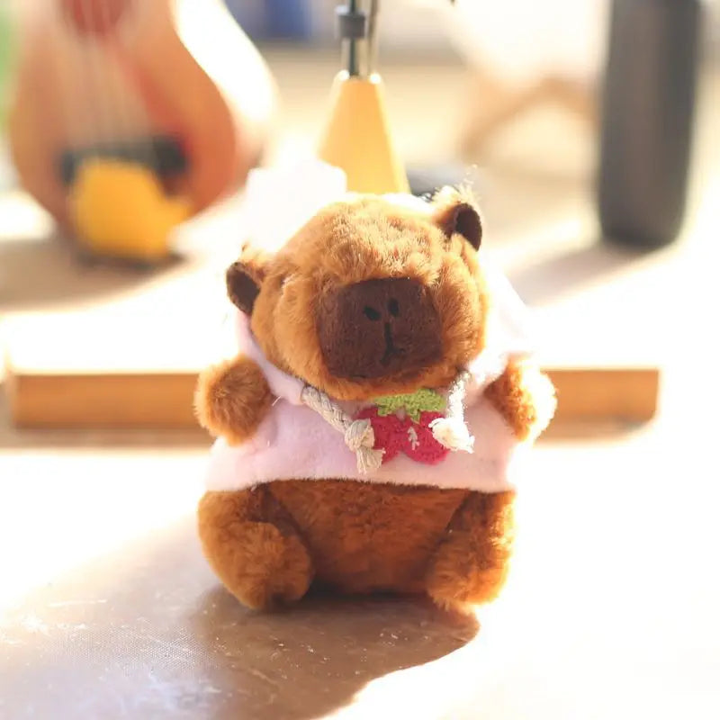 Cute Cartoon Capybara Plush Keychain Pendant Doll Bag Ornament with Clothes
