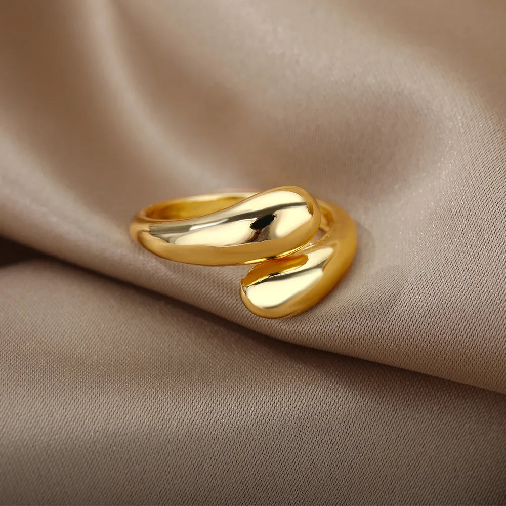 Gold Stainless Steel Wedding Rings for Women Couple Jewelry