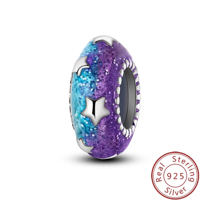 Fit Original 925 Sterling Silver Clip Charms with Zircon and Silicone Spacer Beads for Women DIY Bracelet Gift