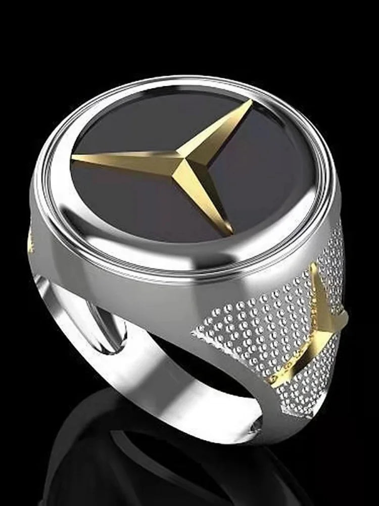 Creative Personality Men's Logo Ring in Punk Hip Hop Style