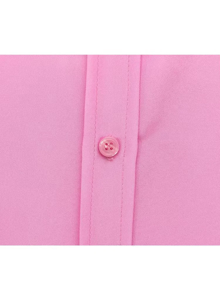 Fashionable Women Single Breasted Long Sleeve Shirt Button Up Blouse Casual Streetwear Top for Spring and Summer