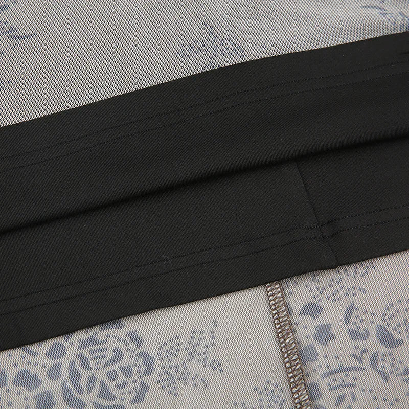 Gothic Floral Sleeveless Patchwork Dress for Party Night