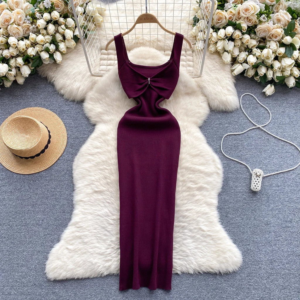 Wrap Dress Knitted Maxi With Pleated Detail And Bodycon Fit