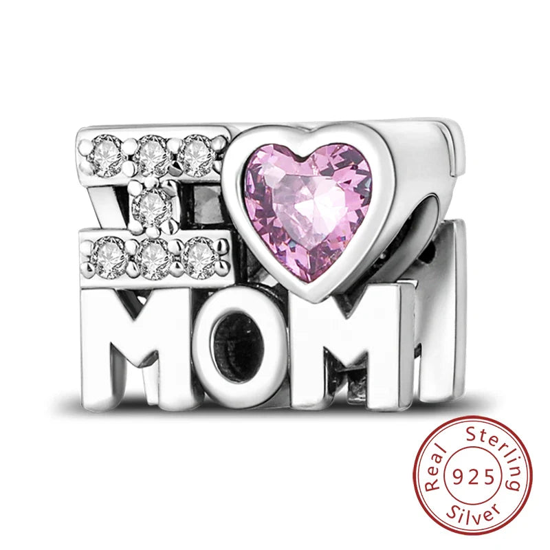 925 Sterling Silver Forever Love Heart Charms Beads for Sister Family Bracelet Jewelry Gifts
