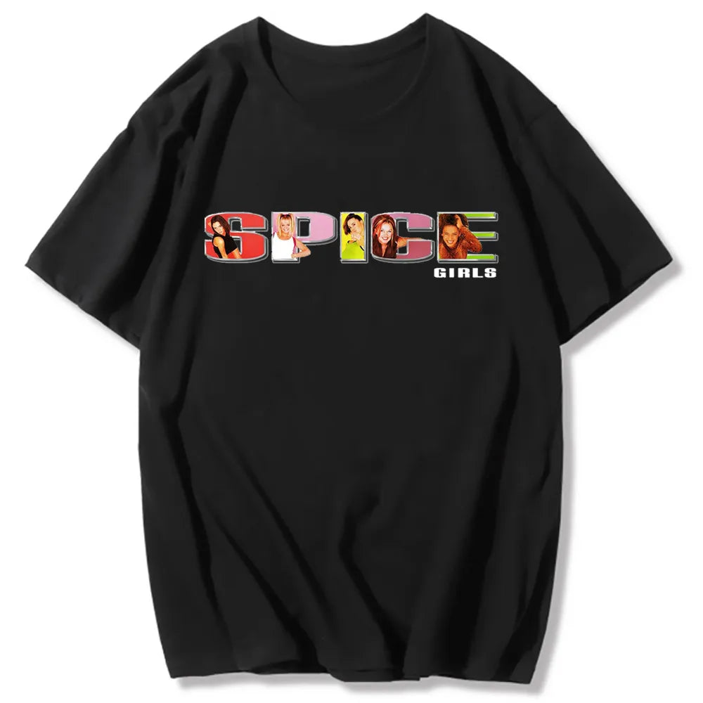 Spice Girls Cartoon T Shirt for Women Short Sleeve Anime Print Tee Stylish Casual Top