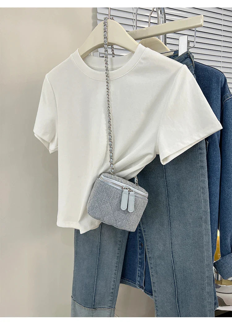 Oversized Cotton T-Shirt for Women, Short Sleeve Spring Tee with Trendy Print, Casual Y2K Style Top