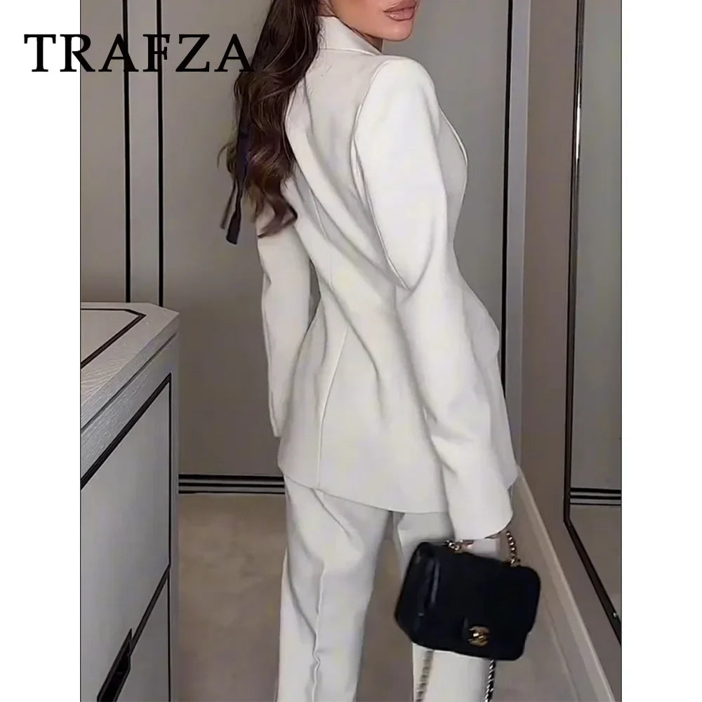 Elegant Women Blazer And Pants Suit For Office Wear