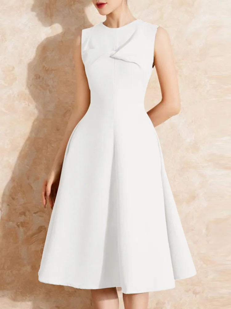 Korean Style Sleeveless Pleated Aline Maxi Sundress