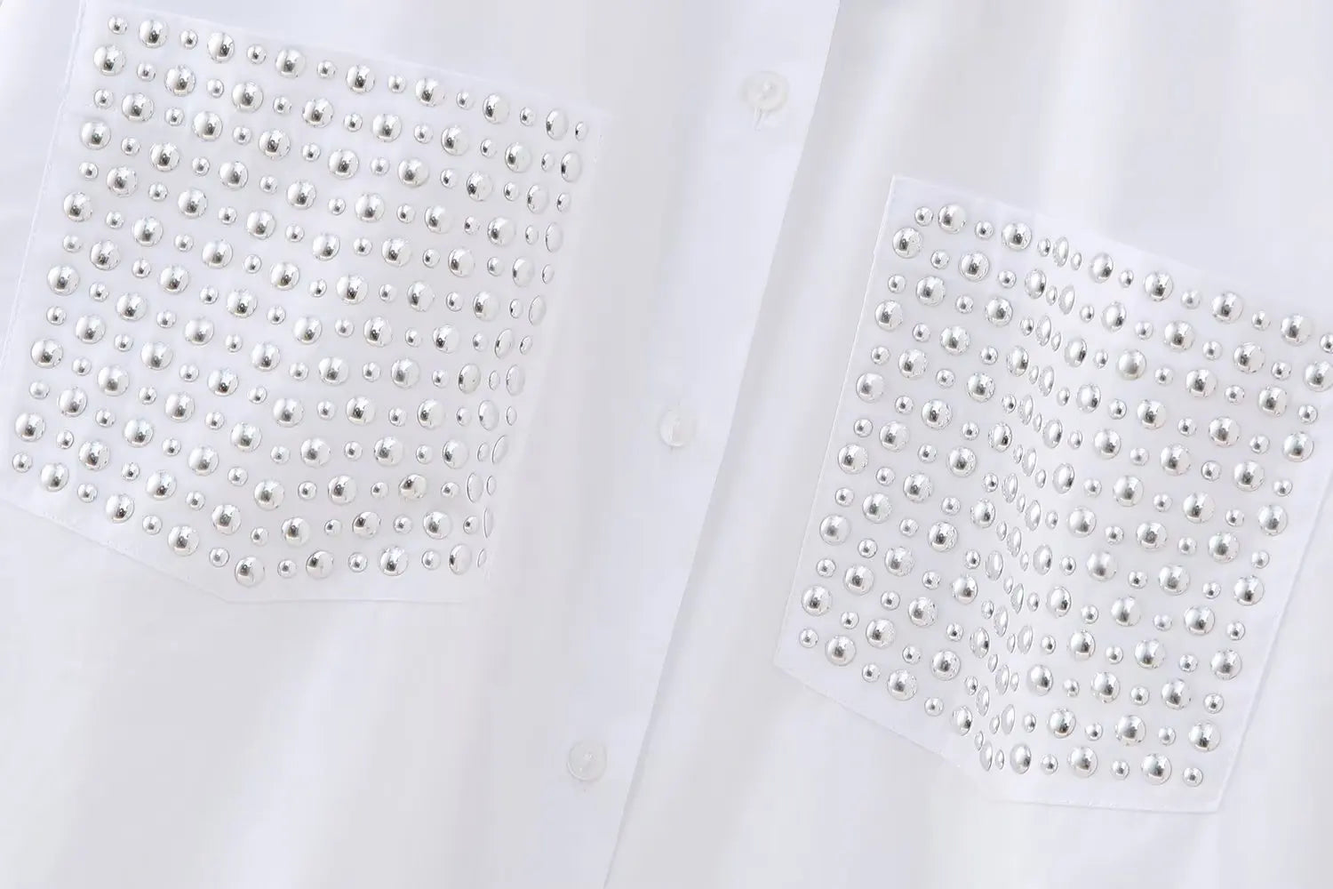 Women's Casual Lapel Collar Single Breasted Blouse with Pockets and Rivet Detail Long Sleeve Shirt