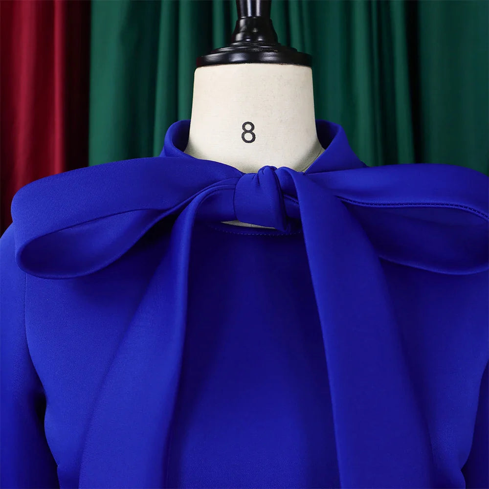 Elegant A Line Midi Dress With Bow Collar For Party