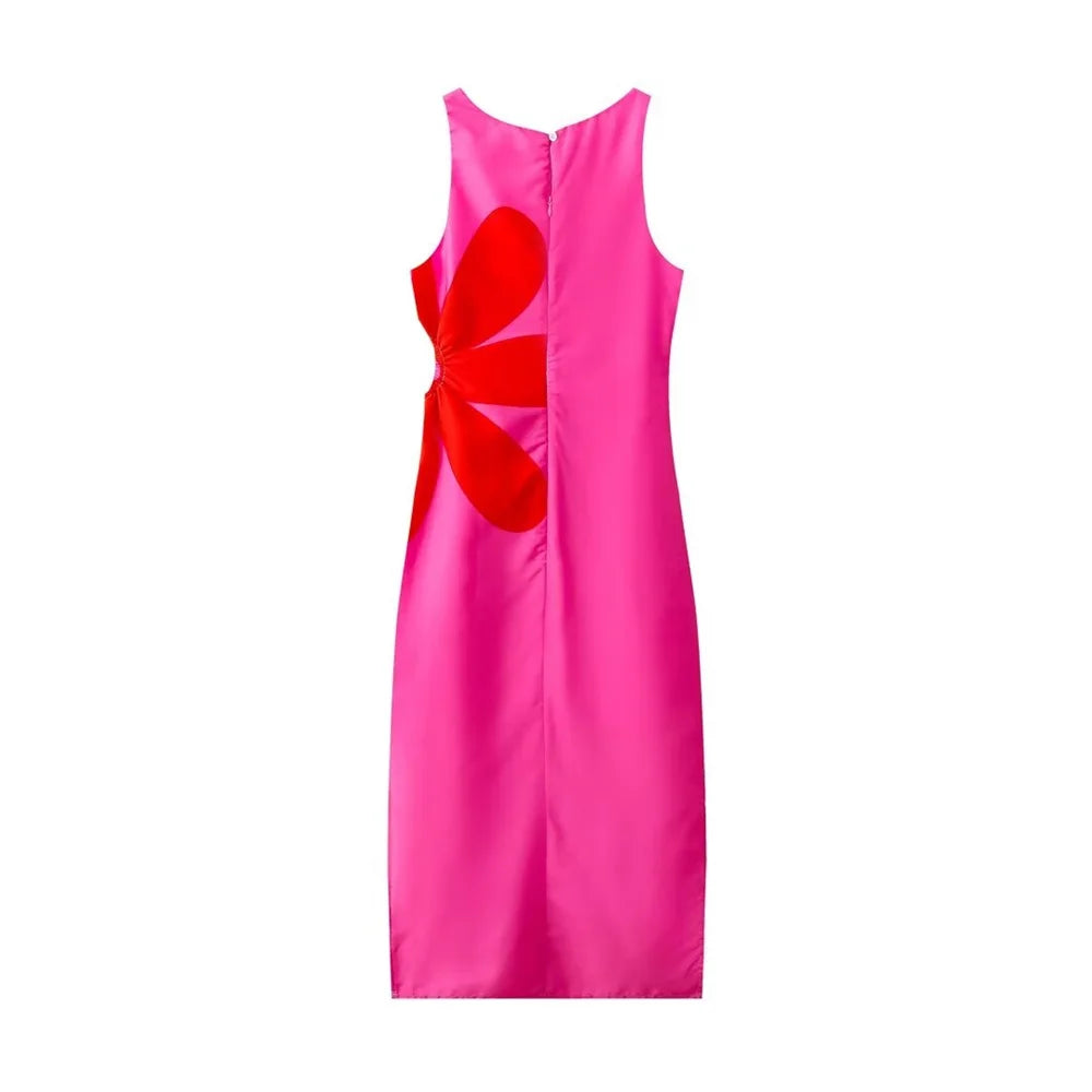 Women's Sleeveless Wrap Dress Printed Slim Fit Casual