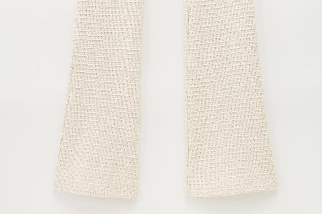 Women's Casual Chic Bow Top and Flared Pants Suit Set for Spring and Summer