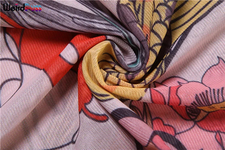 Women's Backless Dragon Print See-Through Jumpsuit Slim Stretch Short Sleeve Workout Overalls Clubwear