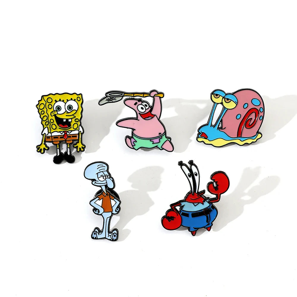 5 Pcs Cute Anime Enamel Pins Funny Gary the Snail Brooches for Clothing and Backpack Accessories Gift