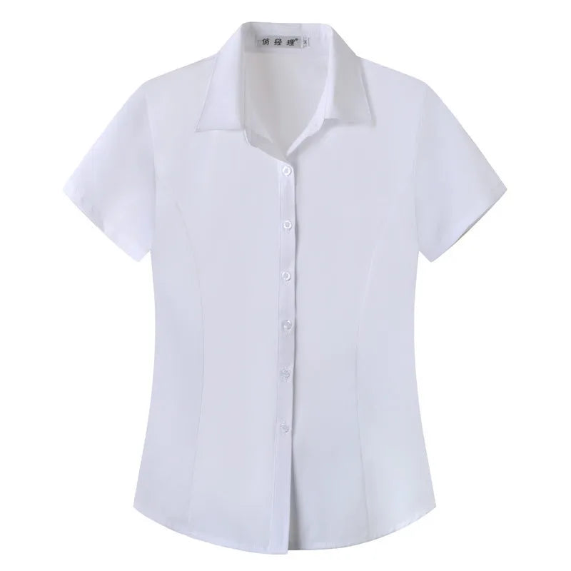 Slim Fit Waist Slimming Short Sleeve Lapel Collar T-Shirt for Women Solid Color Casual Summer Top
