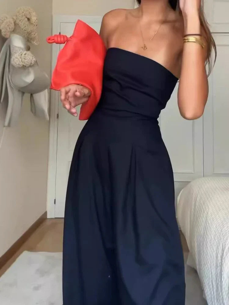 Women's Casual Backless Slim Fit Smocked Waist Temperament Jumpsuit for Elegant Daywear