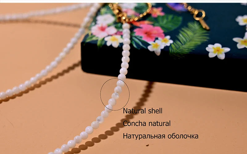 Natural Shell Beads Heart Choker Necklace for Women with Stainless Steel and Copper Star