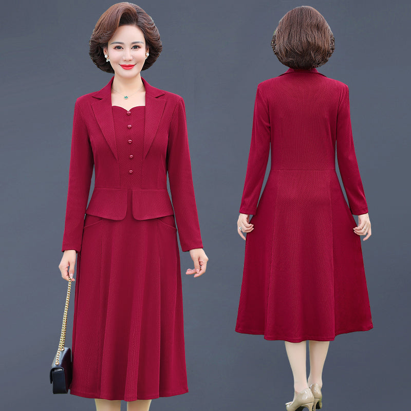 Autumn Women Aline Knee Length Office Dress With Collar