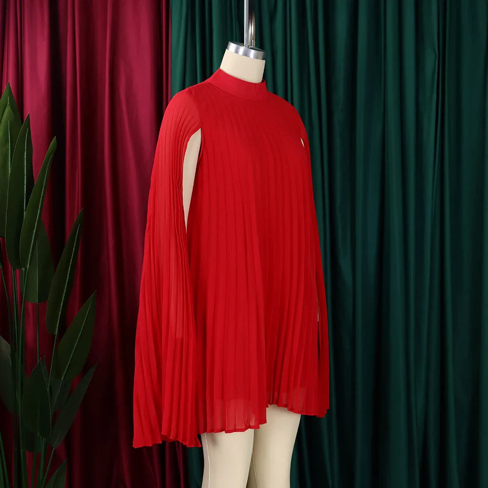 Elegant Chiffon Dress For Women Batwing Sleeve Knee Length