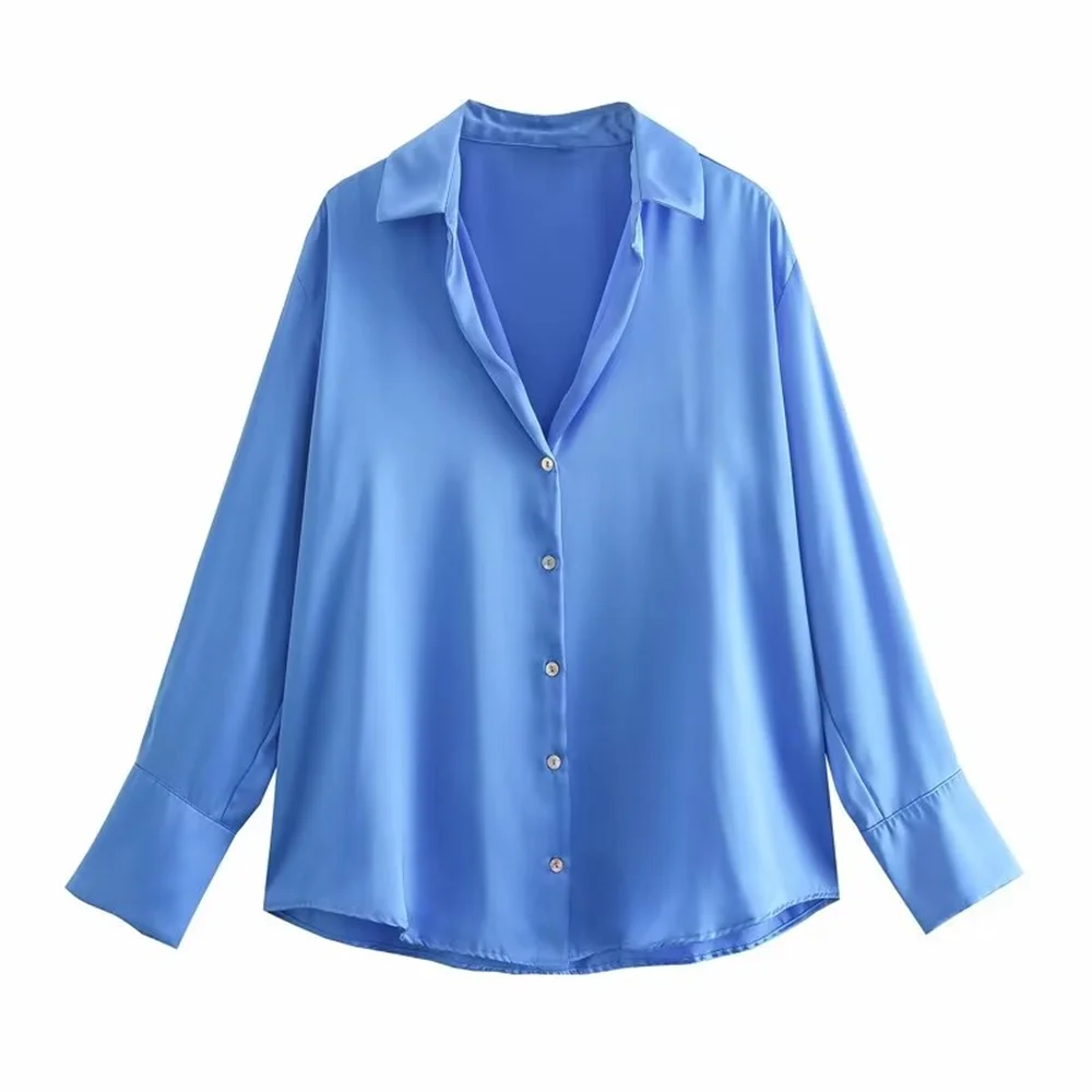 Women's Casual Loose Silk Satin Shirt with Versatile Soft Texture and Elegant Design