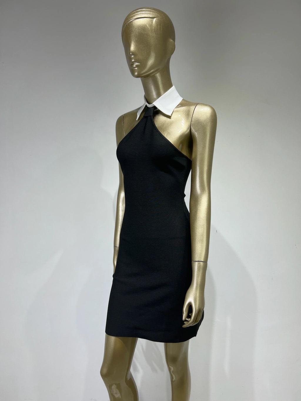 Patchwork Backless Mini Bandage Dress For Evening Party