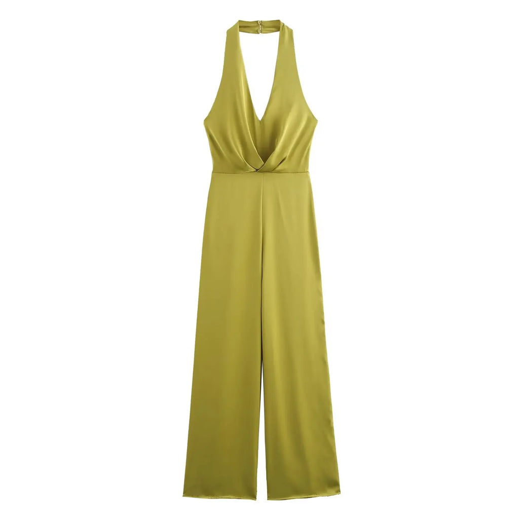Casual Silk Texture Jumpsuit For Women Street Style