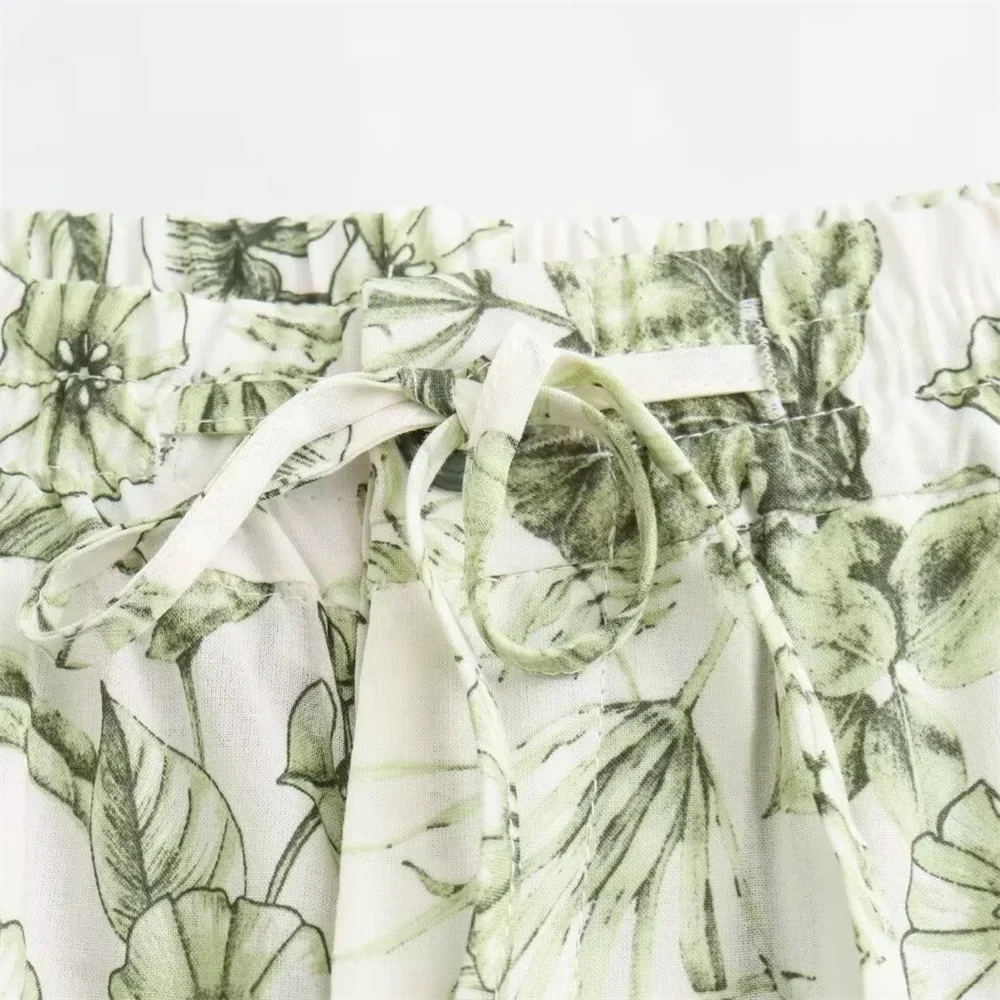 Casual Loose Printed Shirt and Wide Leg Pants Set for Women