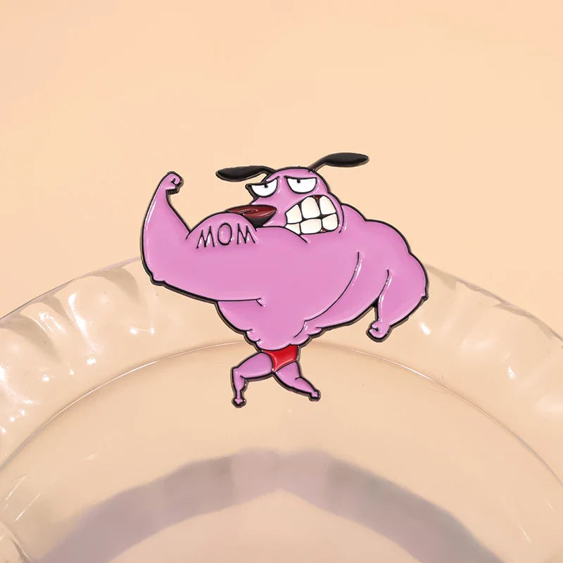 Cute Cartoon Pink Dog Enamel Pins Brooches Fashion Jewelry Accessories Gift for Kids and Friends