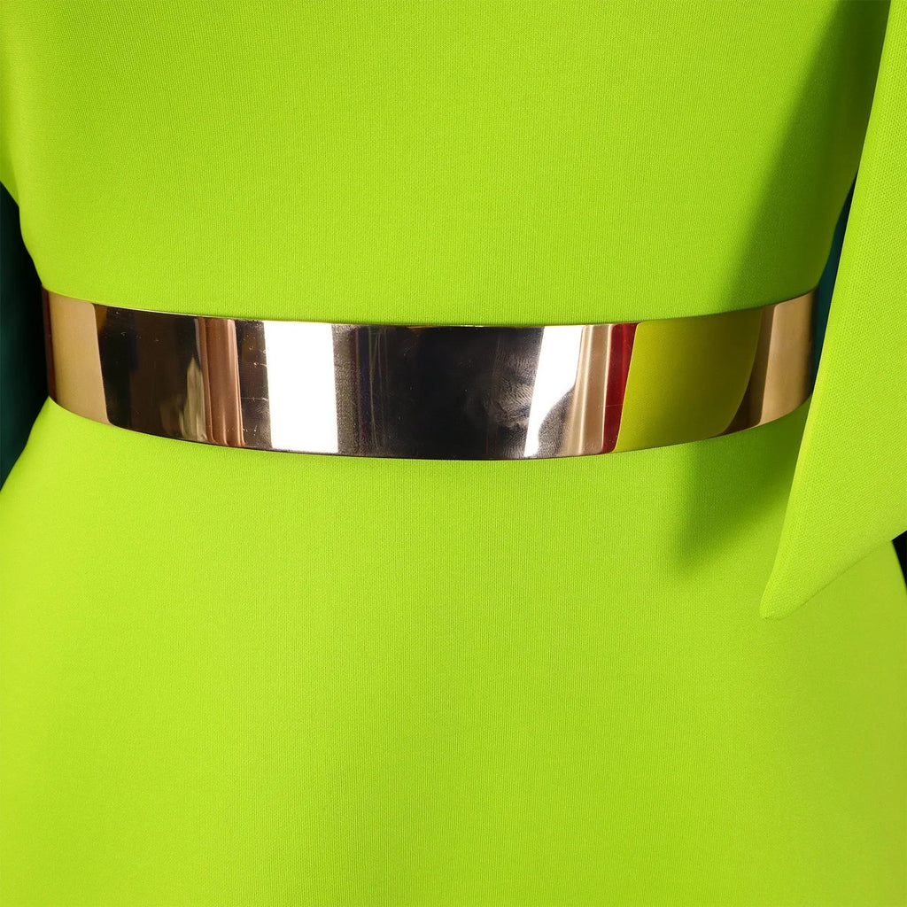 One Shoulder Bow Dress A Line Pleated Mid Calf Party Dress