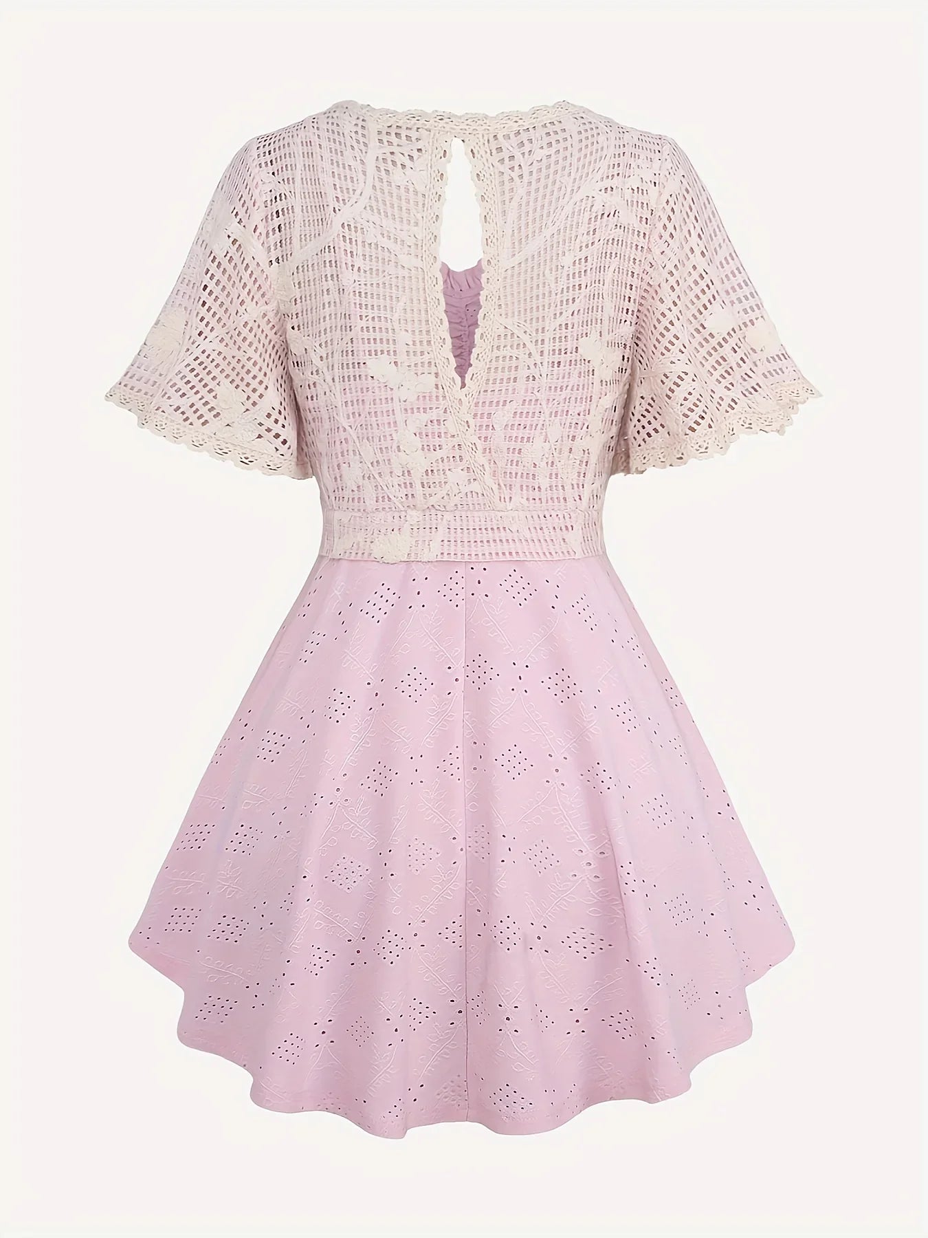 Lace Trimmed Suspender Dress With Elegant Flounce Details