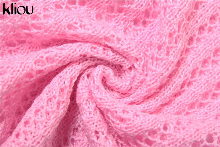 Knitted Floral Women Jumpsuit Sexy Pleated Halter Neck Bandage Low Back Skinny Overalls Trendy Solid Streetwear