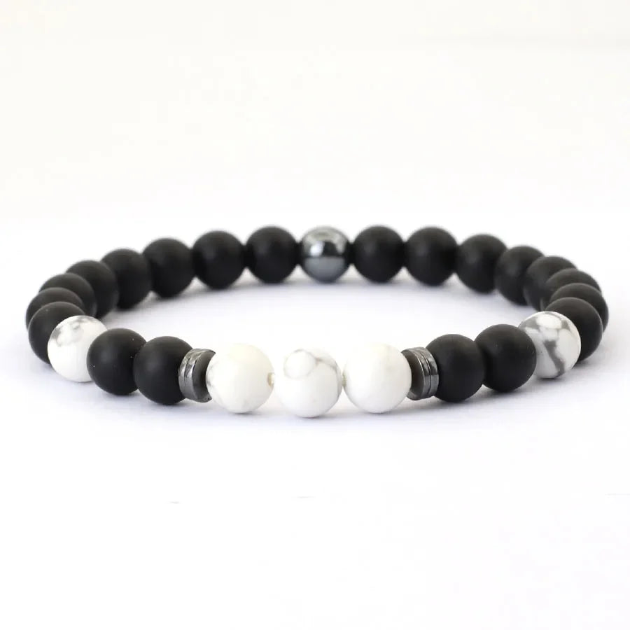 Handmade Men's Natural Stone Bracelet with 8mm Onyx and Tiger Eye Beads for Healing and Style